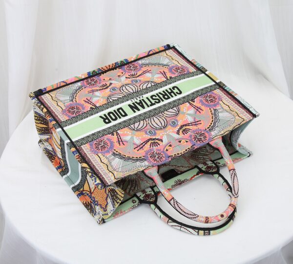 Dior Book Tote Pink Multicolor In Lights Embroidery Handbag - Image 4