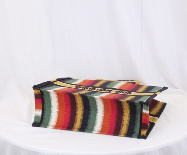 Dior Christian Book Tote Multicolor D Stripes Embroidery Bag - Image 3