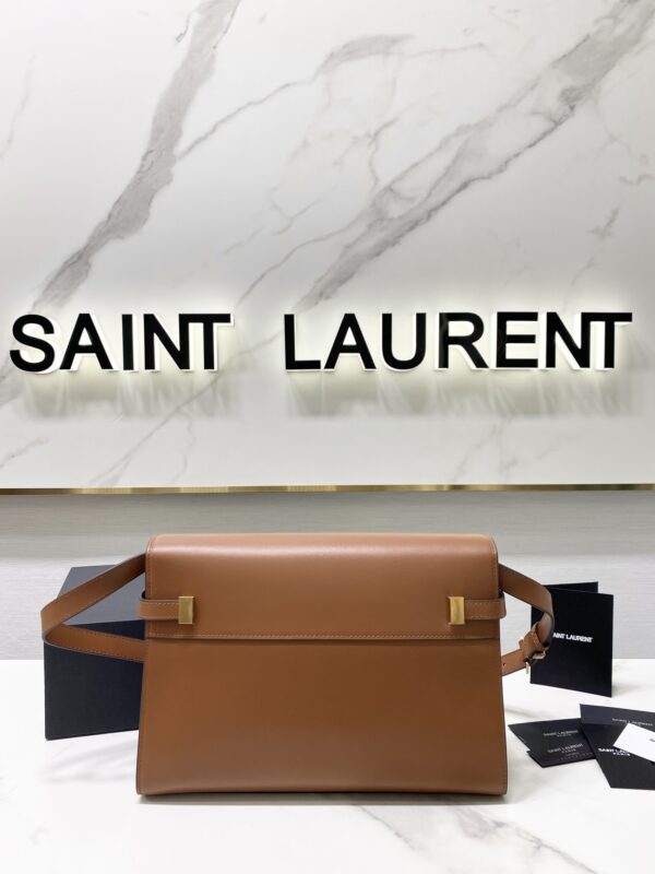 YSL Women Manhattan Baguette Box Large Leather Bag - Brown - Image 5