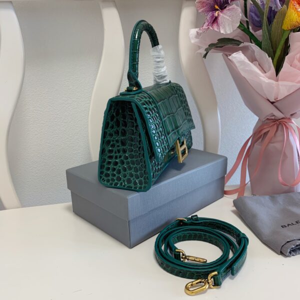 Balenciaga Crocodile Small Hourglass Bag - Green - Image 4