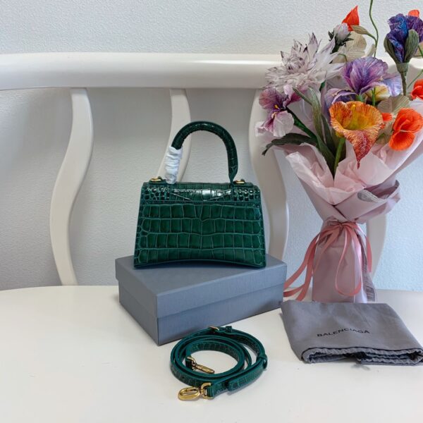 Balenciaga Crocodile Small Hourglass Bag - Green - Image 3