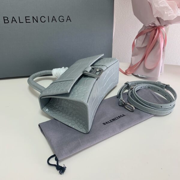 Balenciaga Crocodile XSmall Hourglass Bag - Gray - Image 4