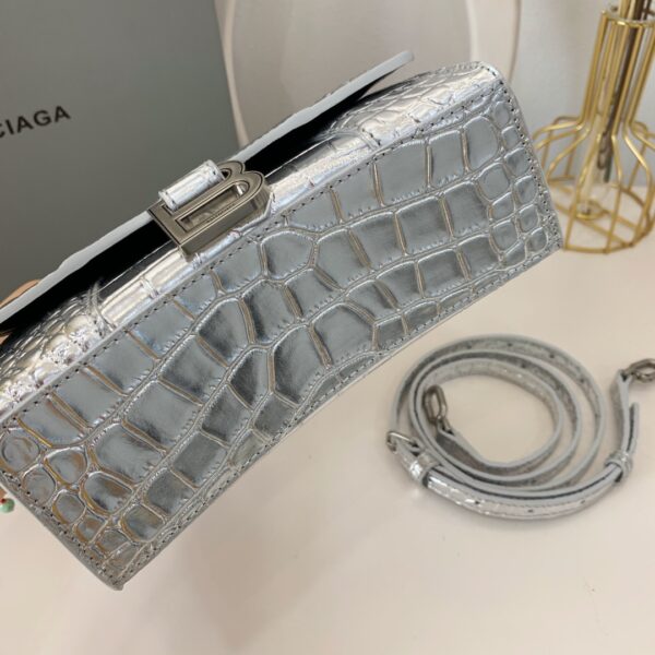 Balenciaga Crocodile XSmall Hourglass Bag - Silver - Image 3