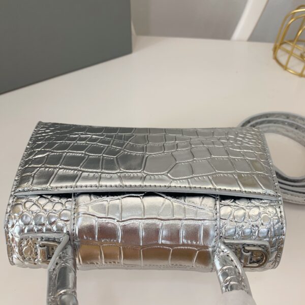 Balenciaga Crocodile XSmall Hourglass Bag - Silver - Image 5