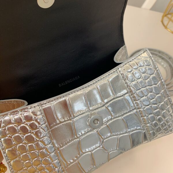 Balenciaga Crocodile XSmall Hourglass Bag - Silver - Image 2