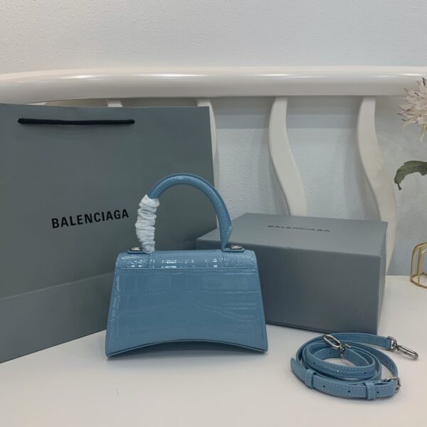 Balenciaga Crocodile XSmall Hourglass Bag - Sky Blue - Image 4