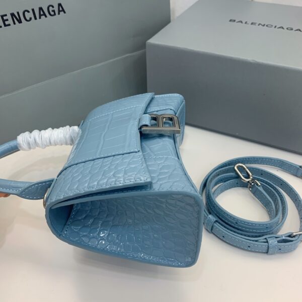 Balenciaga Crocodile XSmall Hourglass Bag - Sky Blue - Image 3