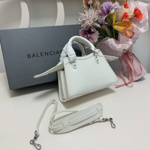 Balenciaga Neo Classic Mini Crocodile Handbag - White - Image 5