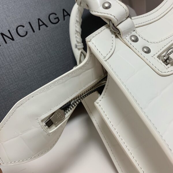 Balenciaga Neo Classic Mini Crocodile Handbag - White - Image 2