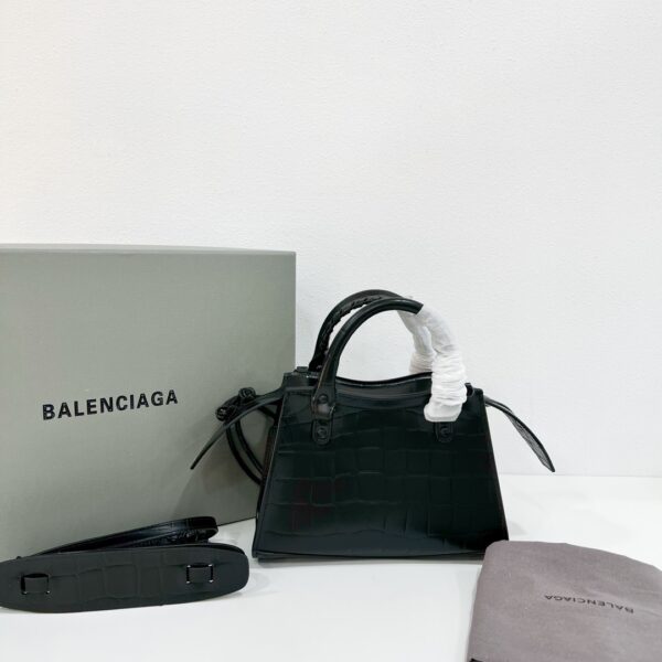 Balenciaga Neo Classic Mini Crocodile Handbag - Black - Image 3